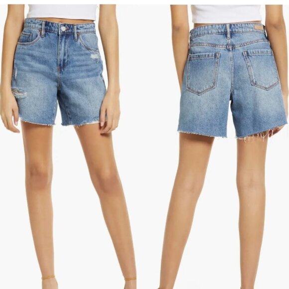 BLANKNYC The Warren High Rise Ripped Non stretch Denim Cutoff Shorts - Picture 2 of 7